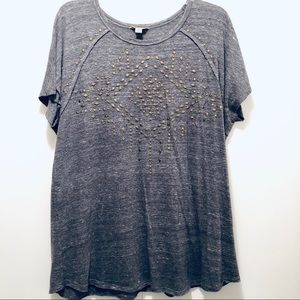 Lucky brand gray top w gold accents - 2X